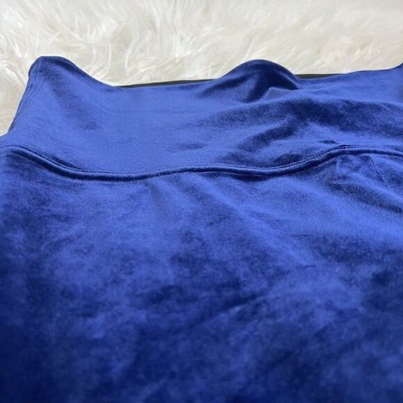 SPANX Blue Lapis Night Velvet High Waist Velour Leggings Women Plus Size 1X Pant - Picture 2 of 12
